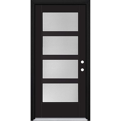 VistaGrande 36-inch x 80-inch Black Pear 4 Lite Painted Smooth Fibreglass Prehung Front Door