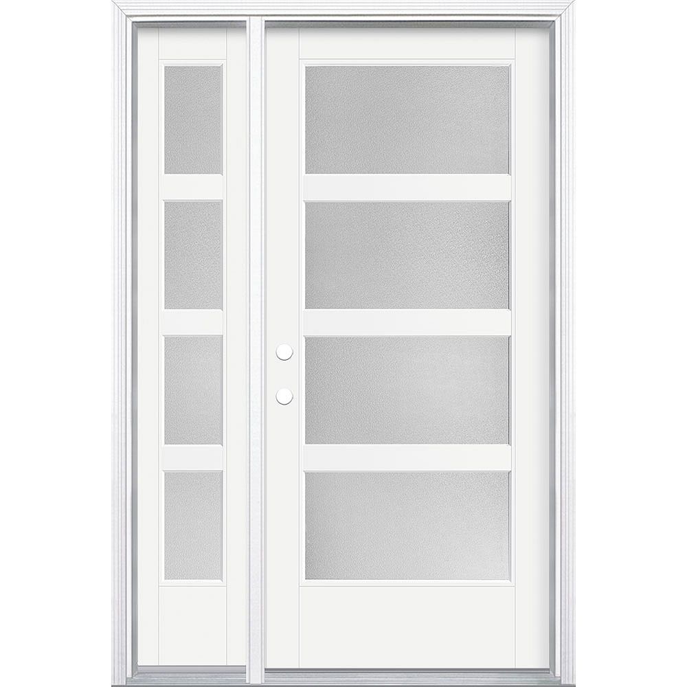 Masonite 36in X 80in Vista Grande Pear 4 Lite Wide Exterior Door W Sl Smooth Fiberglass W