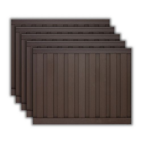 6 ft . X 8 ft. Trex Seclusions Woodland Brown Fence Panel Kit 5-Pack