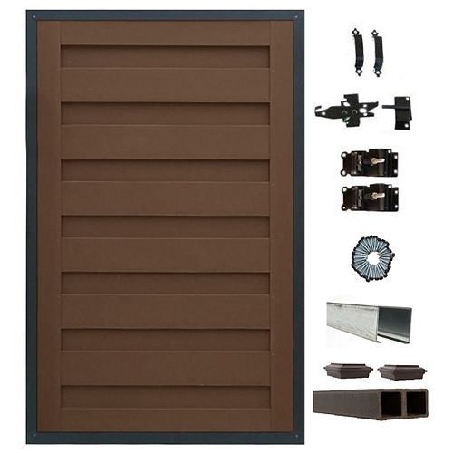 4 Ft. x 6 Ft. Trex Horizons Woodland Brown Single Gate Panel Kit with Posts And Gate Hardware