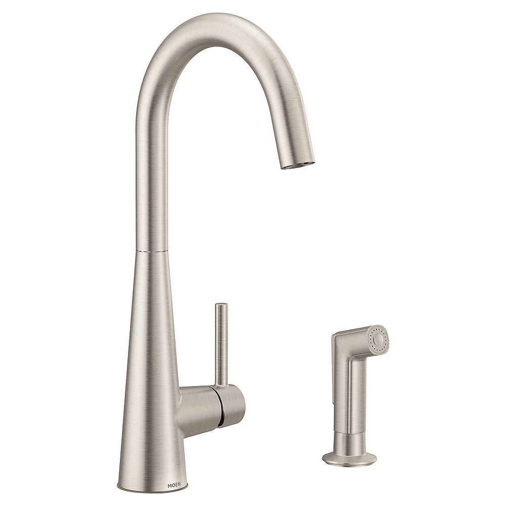 MOEN Sleek Single-Handle High Arc Pulldown Kitchen Faucet In Spot