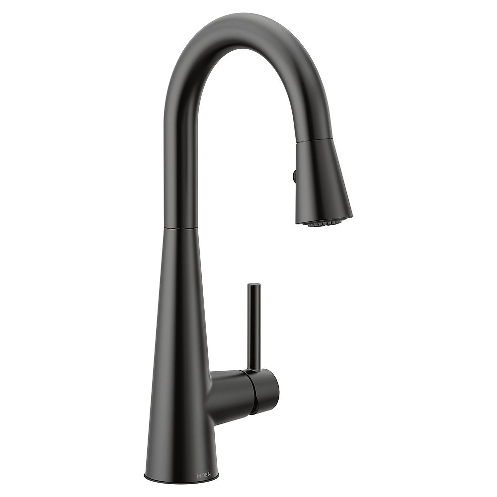 MOEN Sleek Single-Handle High Arc Pulldown Bar Faucet In Matte Black ...