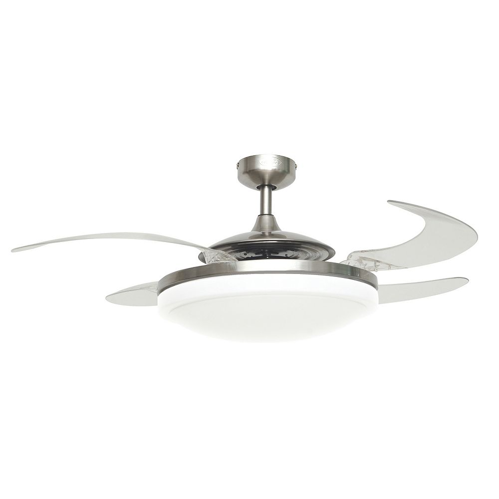 Fanaway Evo2 Brushed Chrome Retractable 4-blade Lighting with Remote