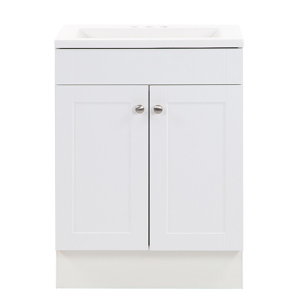 St Paul Addison 24 25 Inch W X 33 Inch H X 18 75 Inch D Bathroom Vanity In White With Cul The Home Depot Canada