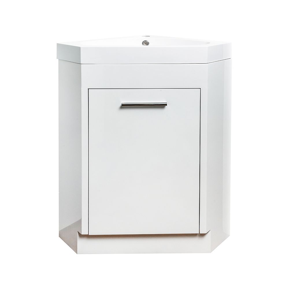 Nordic Canada Orsa Corner Vanity White With Acrylic Top 18 Inch The Home Depot Canada