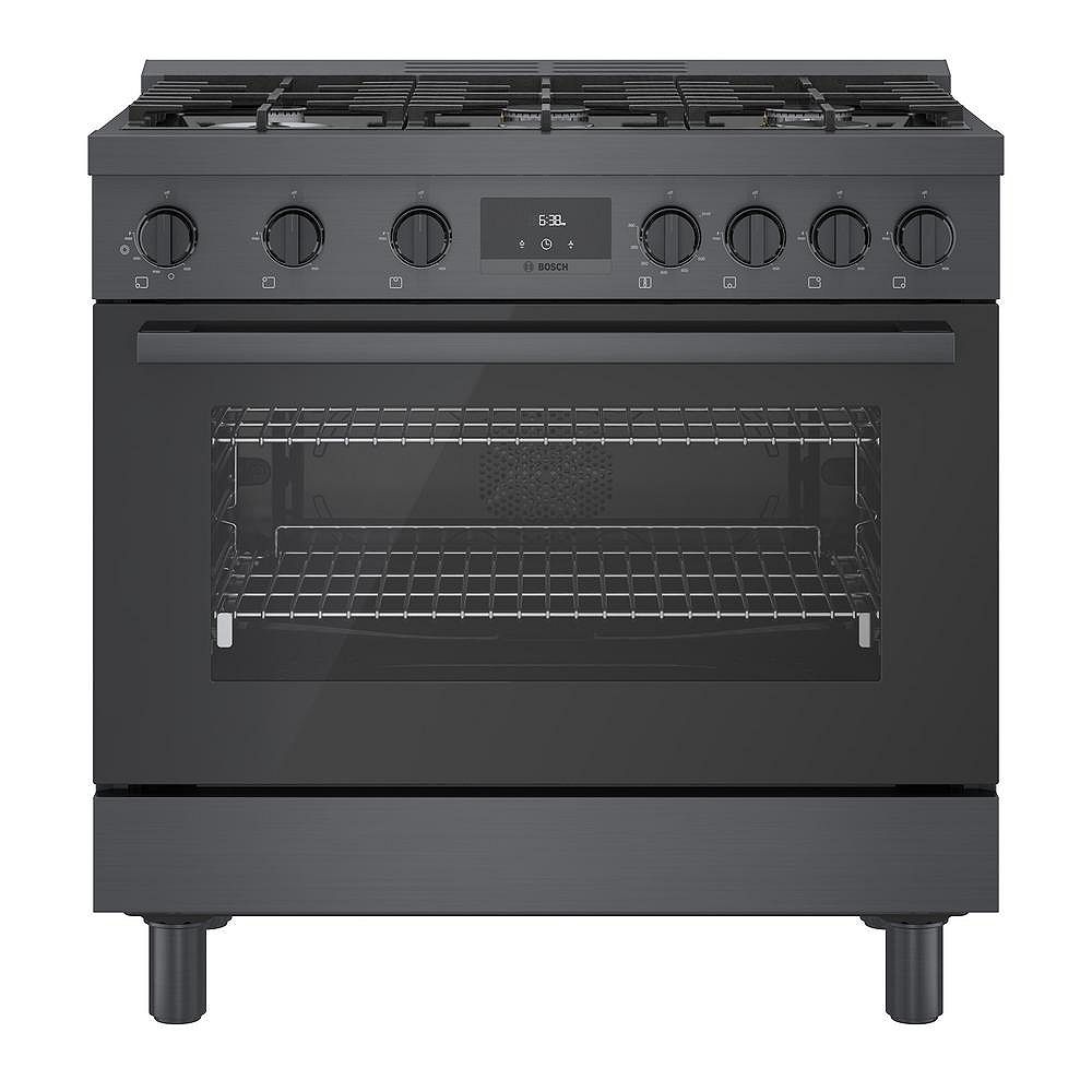 Bosch 36 inch Industrial Style Black Stainless Steel Gas Range | The Home Depot Canada
