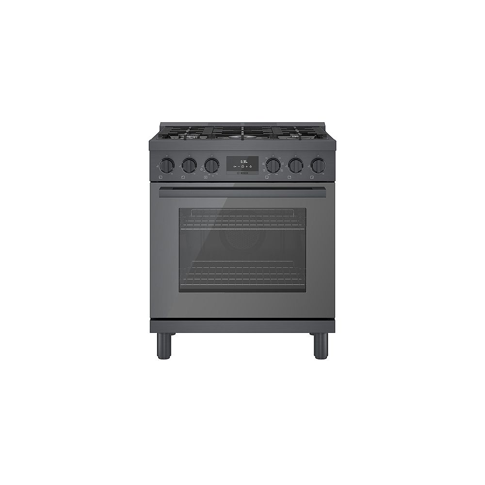 Bosch 30 Inch Industrial Style Black Stainlesss Steel Dual Fuel Range The Home Depot Canada