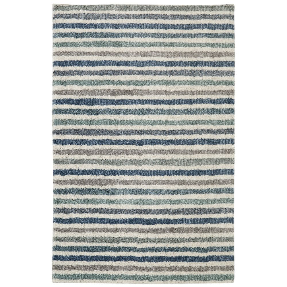 Mohawk Home Boardwalk Stripe Blue 10 x 14 ft. Indoor Area Rug The