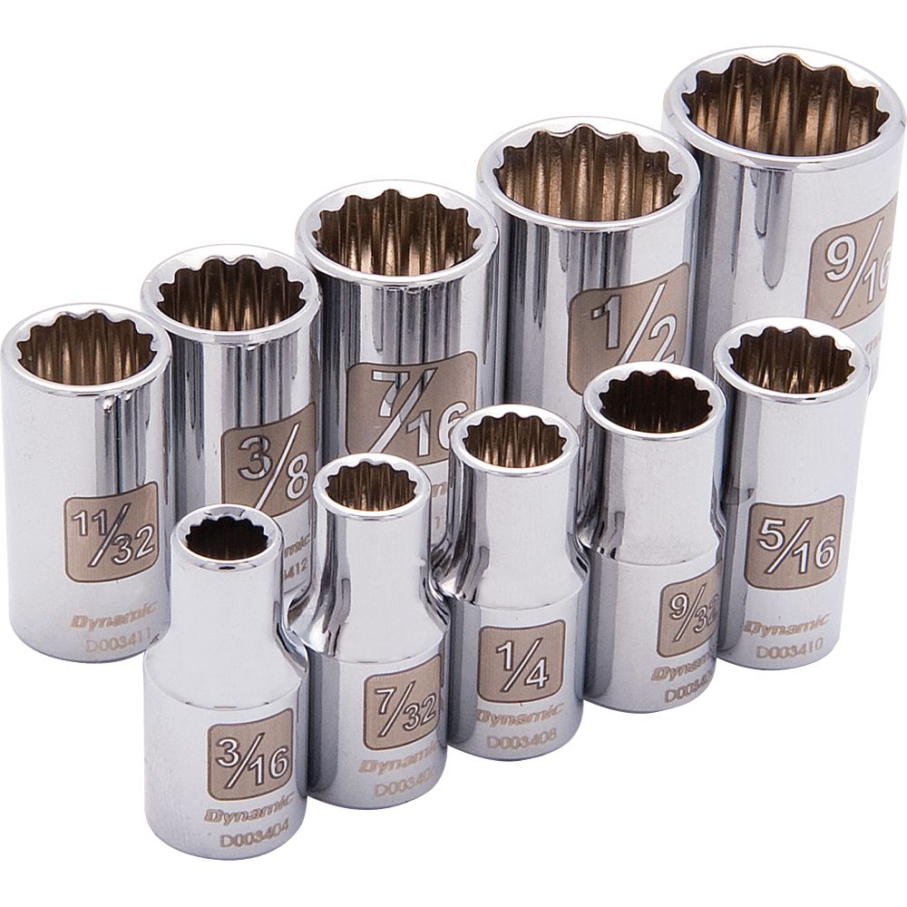DYNAMIC TOOLS 1/4 inch Drive 10 Piece 12 Point, Standard SAE Socket Set