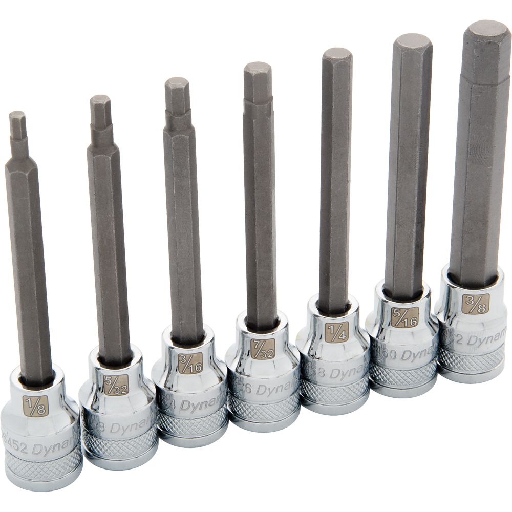 DYNAMIC TOOLS 3/8 inch Drive 7 Piece SAE, Long Hex Socket Set, 1/8 inch 3/8 inch The Home