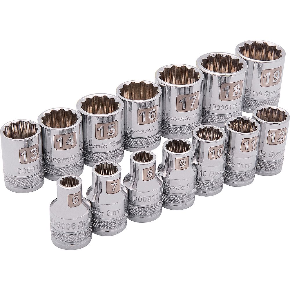 DYNAMIC TOOLS 3/8 inch Drive 14 Piece 12 Point, Standard Metric Socket