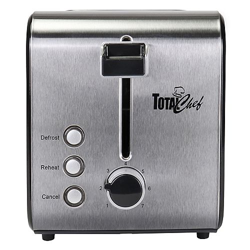 Total Chef 2-Slice Stainless Steel Toaster with Adjustable Browning Controls