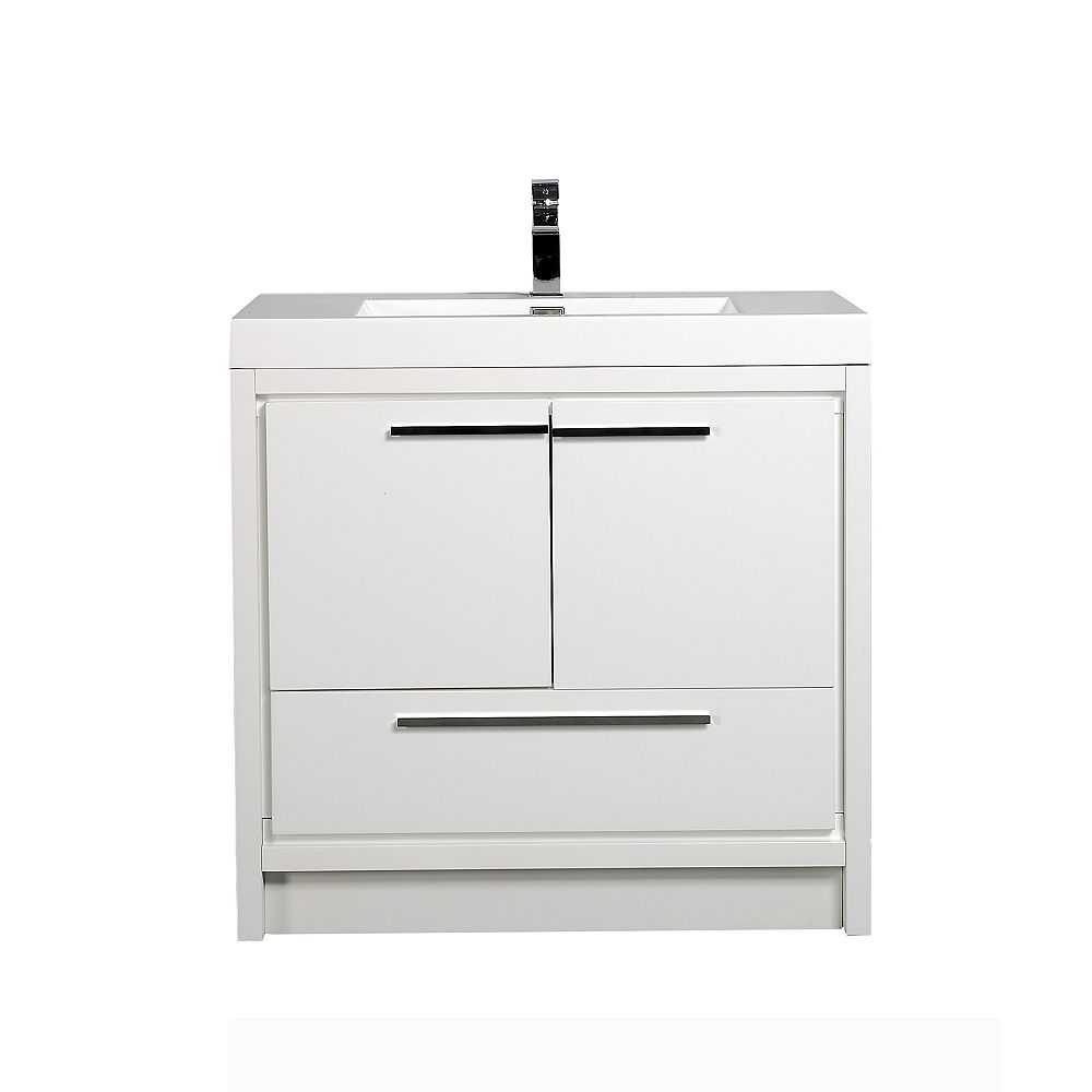 Nordic Canada Gia Vanity White With Acrylic Top 36 Inch The Home Depot Canada