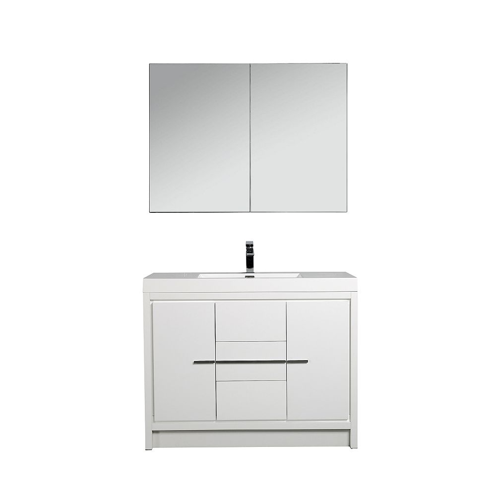 Nordic Canada Gia Vanity Combo White With Medicine Cabinet 42 Inch The Home Depot Canada