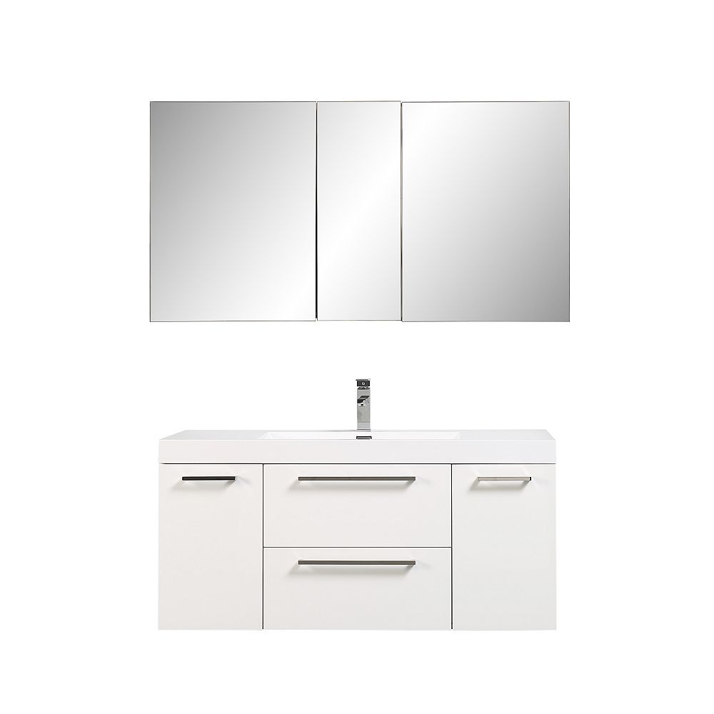 Nordic Canada Eliza Vanity Combo White With Medicine Cabinet 48 Inch The Home Depot Canada