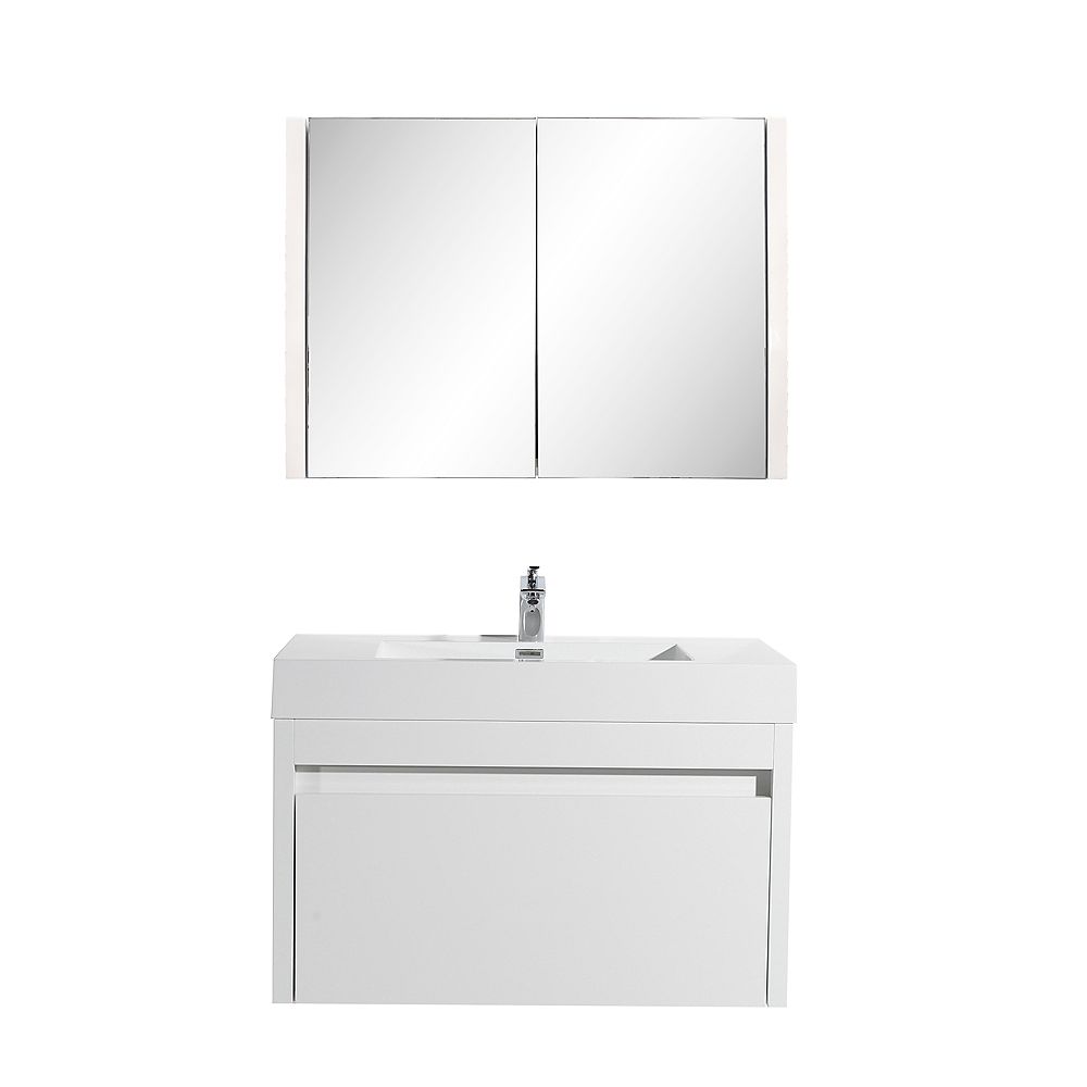 Nordic Canada Emilia Vanity Combo White, Bathroom Vanity Medicine Cabinet Combo