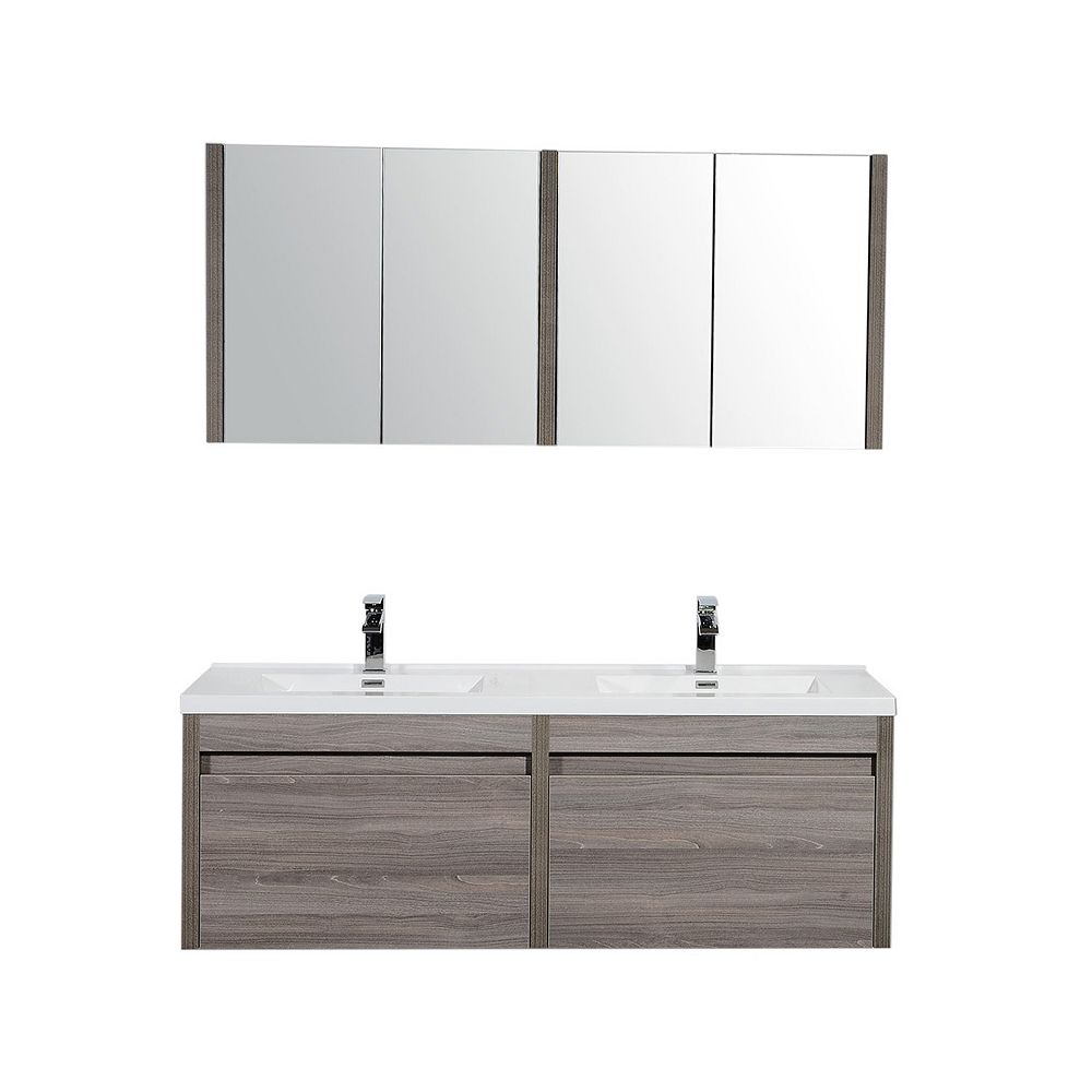 Nordic Canada Emilia Vanity Combo Maple Grey with Medicine Cabinet, 60 ...