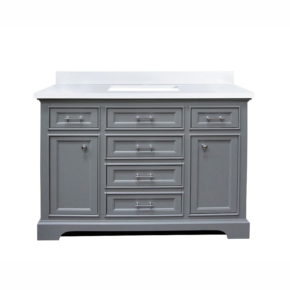 Nordic Canada Calabria Vanity Cashemere Grey with White Quartz Top, 48 ...