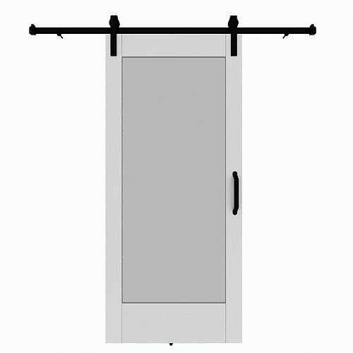 1 Lite 37" x 84" White Vinyl Barn Door with Hardware Kit