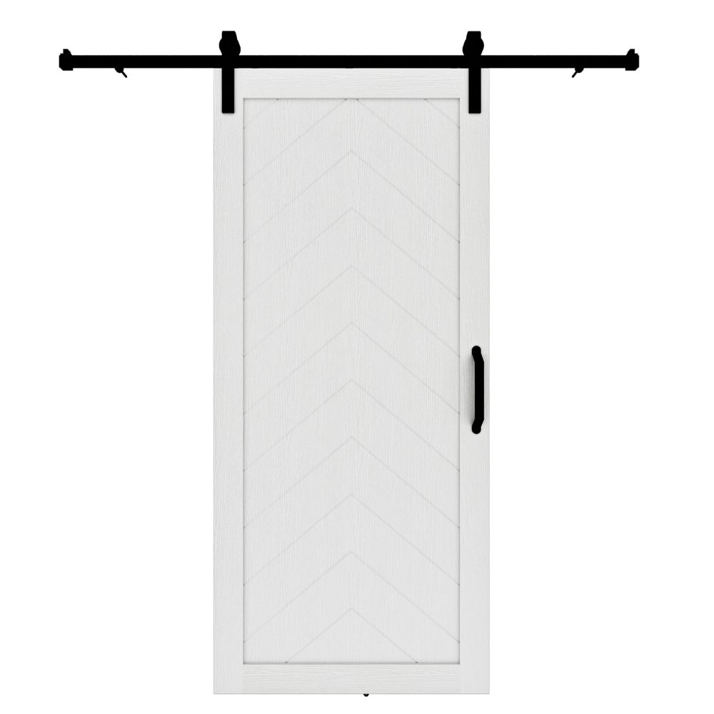 Colonial Elegance Herringbone 37" X 84" White Vinyl Barn Door With ...