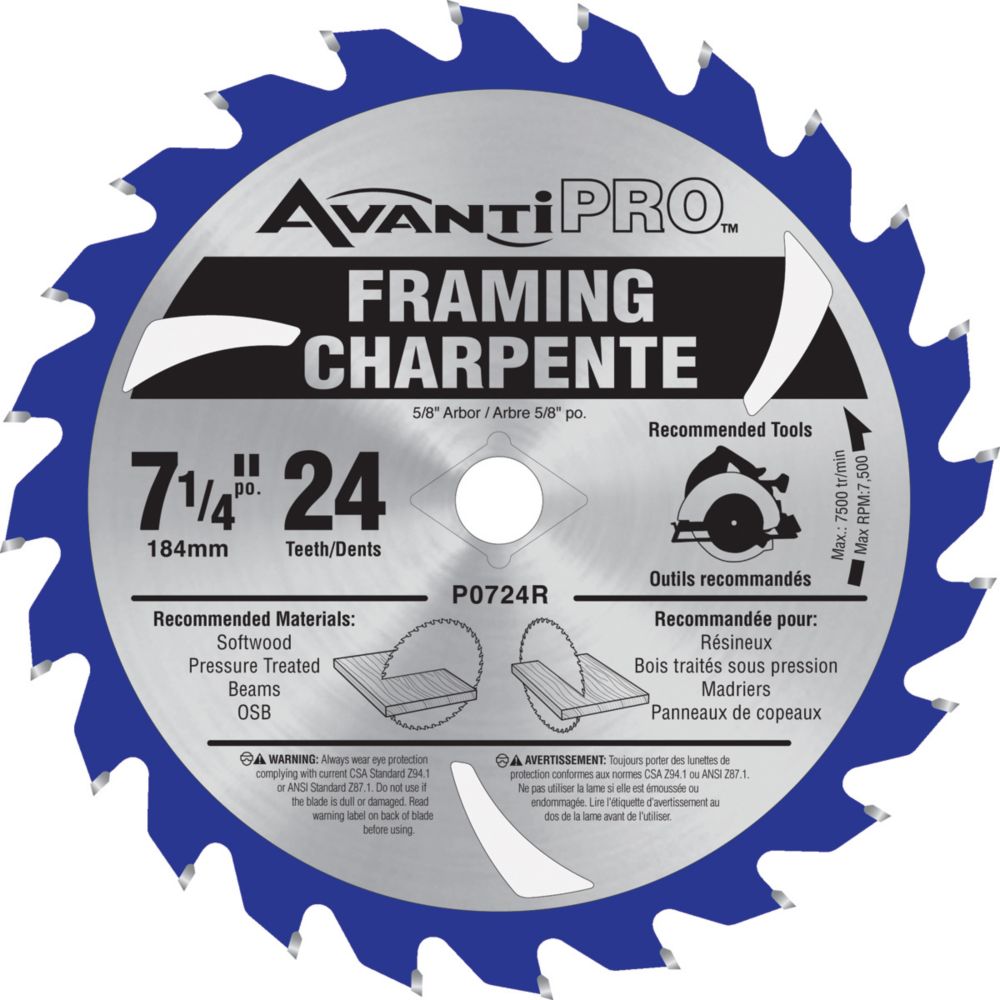 Avanti Pro 7 1/4inch x 24 Tooth Carbide Tipped Framing Circular Saw