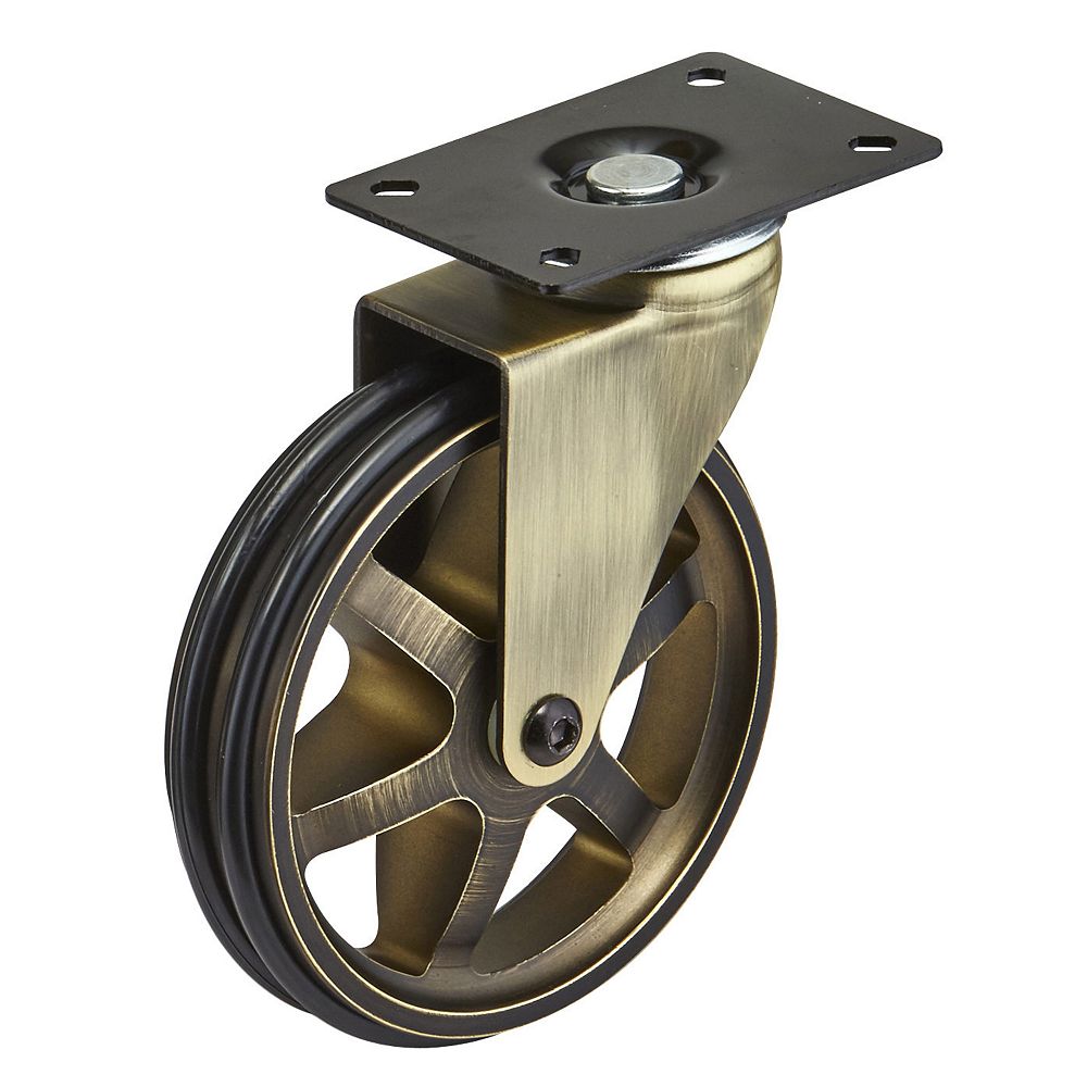 Richelieu Roulette Vintage simple en aluminium, Pivotante sans frein