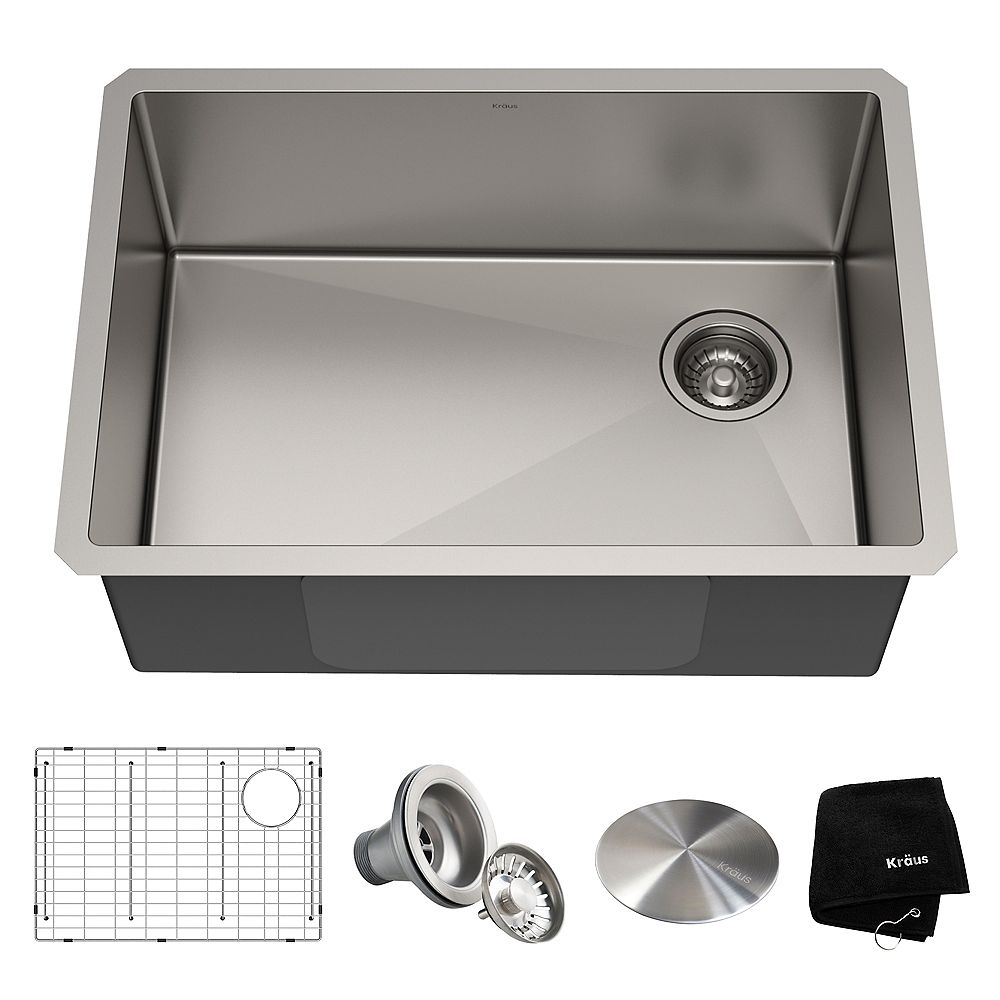 Kraus Standart PRO 27-inch 16-Gauge Undermount Single Bowl Stainless 27 Inch Undermount Stainless Steel Sink