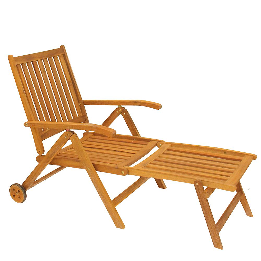 Northlight 55" Brown Acacia Wood Outdoor Patio Chaise Lounge Chair