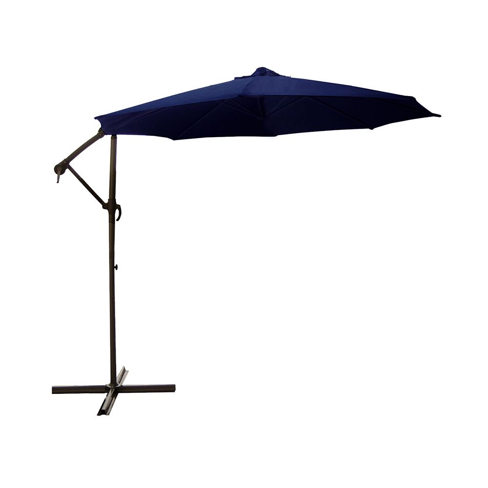 Northlight 10ft Offset Outdoor Patio Umbrella With Hand Crank Navy Blue The Home Depot Canada