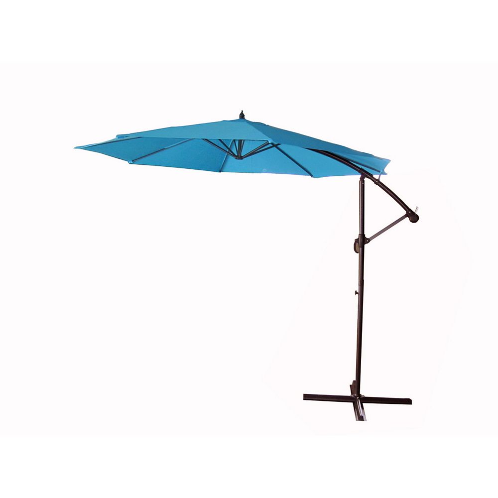 Northlight 10ft Offset Outdoor Patio Umbrella With Hand Crank Turquoise Blue The Home Depot Canada