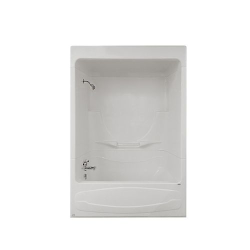 MAAX Figaro I 59 in. x 33 in. x 85 in. Acrylic Left Drain 3-Piece Tub Shower With Roof Cap in White