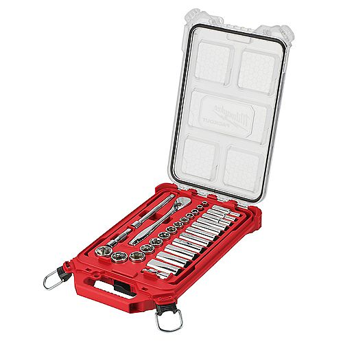 PACKOUT 3/8-inch Drive SAE Ratchet and Socket Mechanics Tool Set (28-Piece)