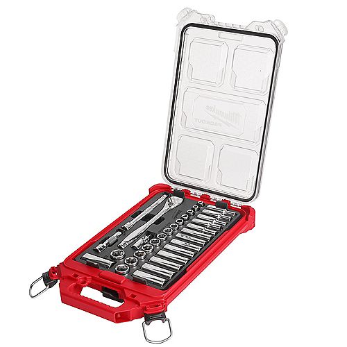 PACKOUT 3/8-inch Drive Metric Ratchet and Socket Mechanics Tool Set (32-Piece)