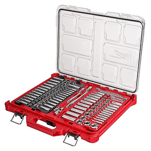 PACKOUT 3/8-inch and 1/4-inch Drive SAE/Metric Ratchet and Socket Mechanics Tool Set (106-Piece)