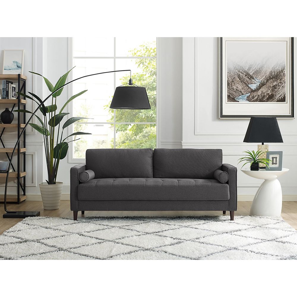 Lancaster Sofa with Upholstered Fabric and Eucalyptus Wood Frame, Heather Grey Lancaster Sofa with Upholstered Fabric and Eucalyptus Wood Frame, Heather Grey