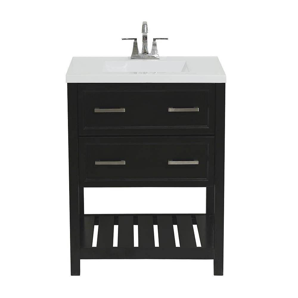 Amluxx Milan 25 In Bath Vanity In Espresso With Cultured Marble Vanity Top In White With The Home Depot Canada