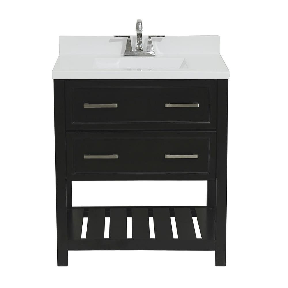 Amluxx Milan 31 In Bath Vanity In Espresso With Cultured Marble Vanity Top W Backsplash The Home Depot Canada