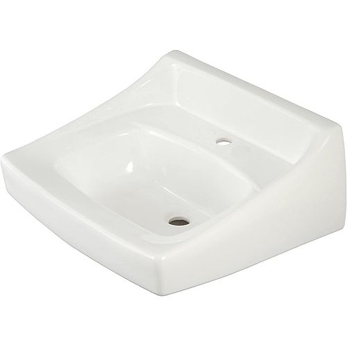 Commercial Wall Mount 22.5-inch Single Hole Bathroom Sink in Cotton White