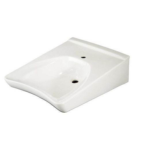 Commercial Wall Mount 23-inch Single Hole Bathroom Sink in Cotton White