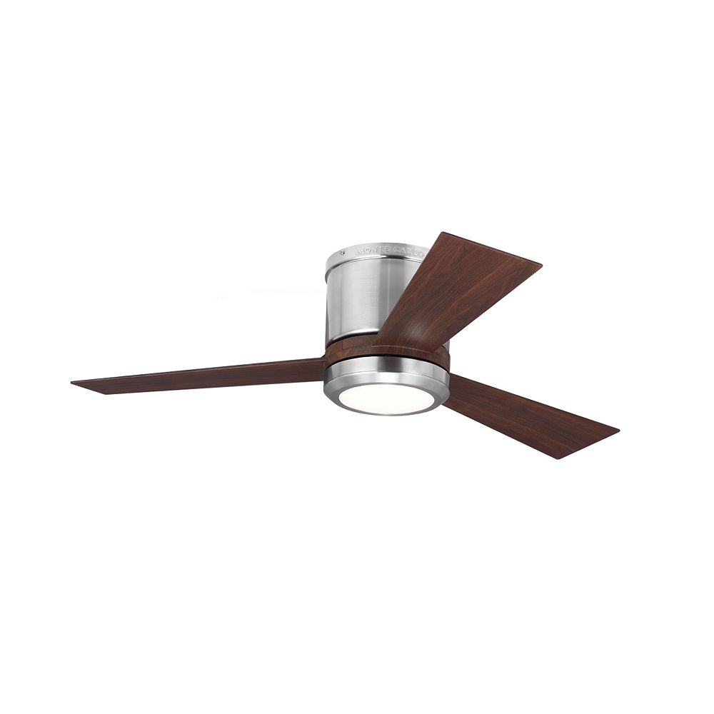 Monte Carlo Fans Clarity Ii 42 Inch Integrated Led Brushed Steel Ceiling Fan With 3 Blades The Home Depot Canada