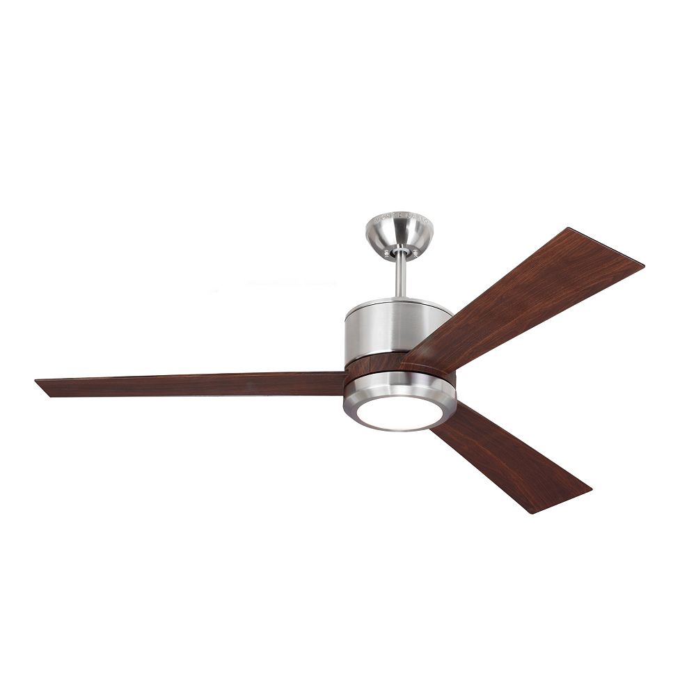 Monte Carlo Fans Vision 52 in. LED Brushed Steel Ceiling Fan with Light