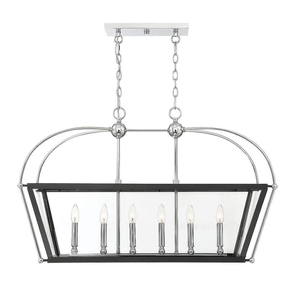 Filament Design 6Light Matte Black with Polished Chrome Accents Linear