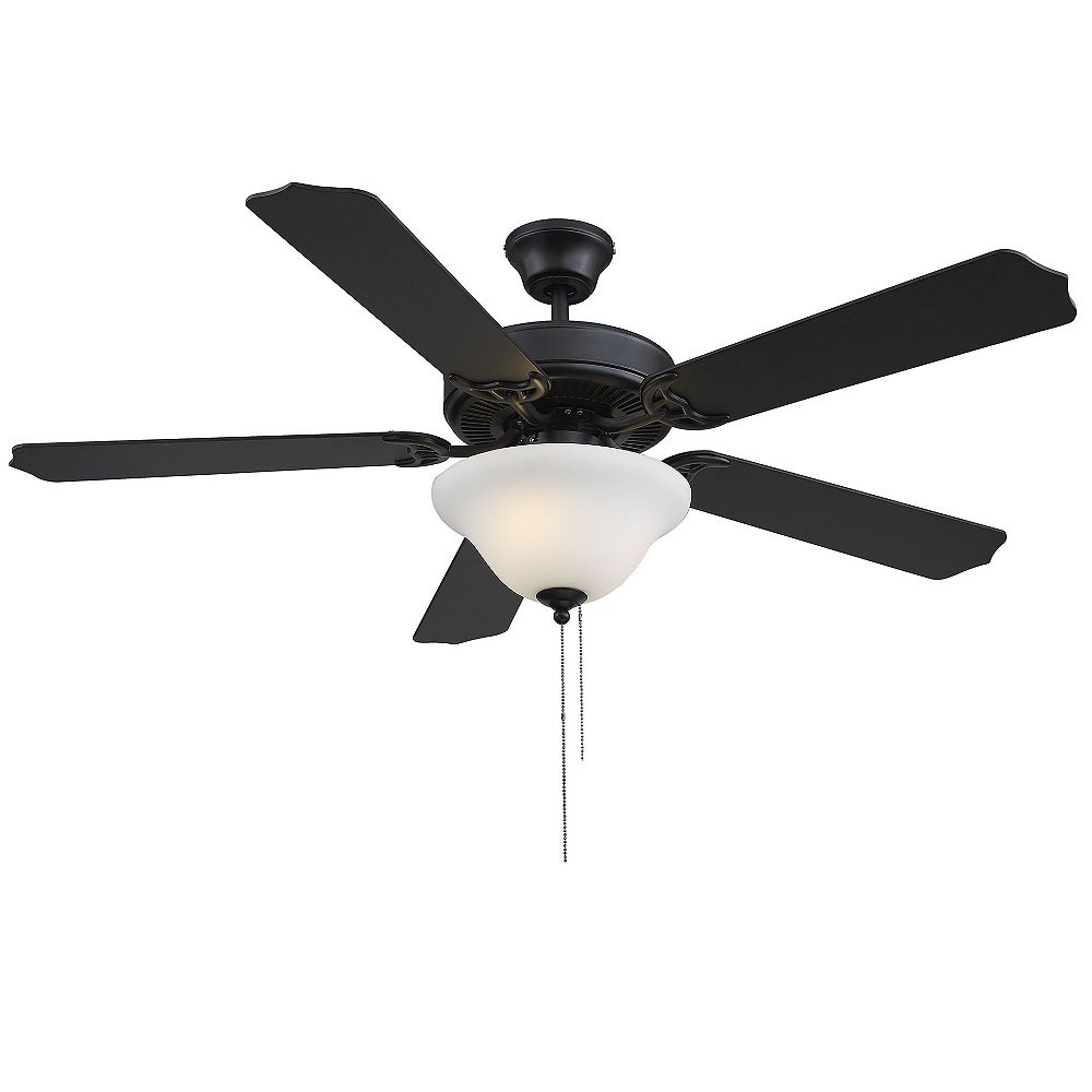 Filament Design 2 Light Matte Black Ceiling Fan With White Glass The Home Depot Canada
