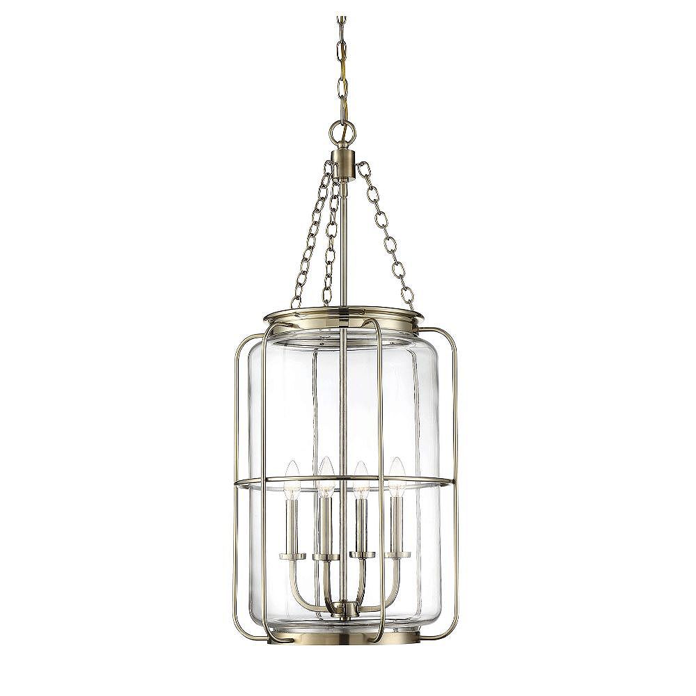 Filament Design 4Light Noble Brass Pendant with Clear Glass 16 inch The Home Depot Canada