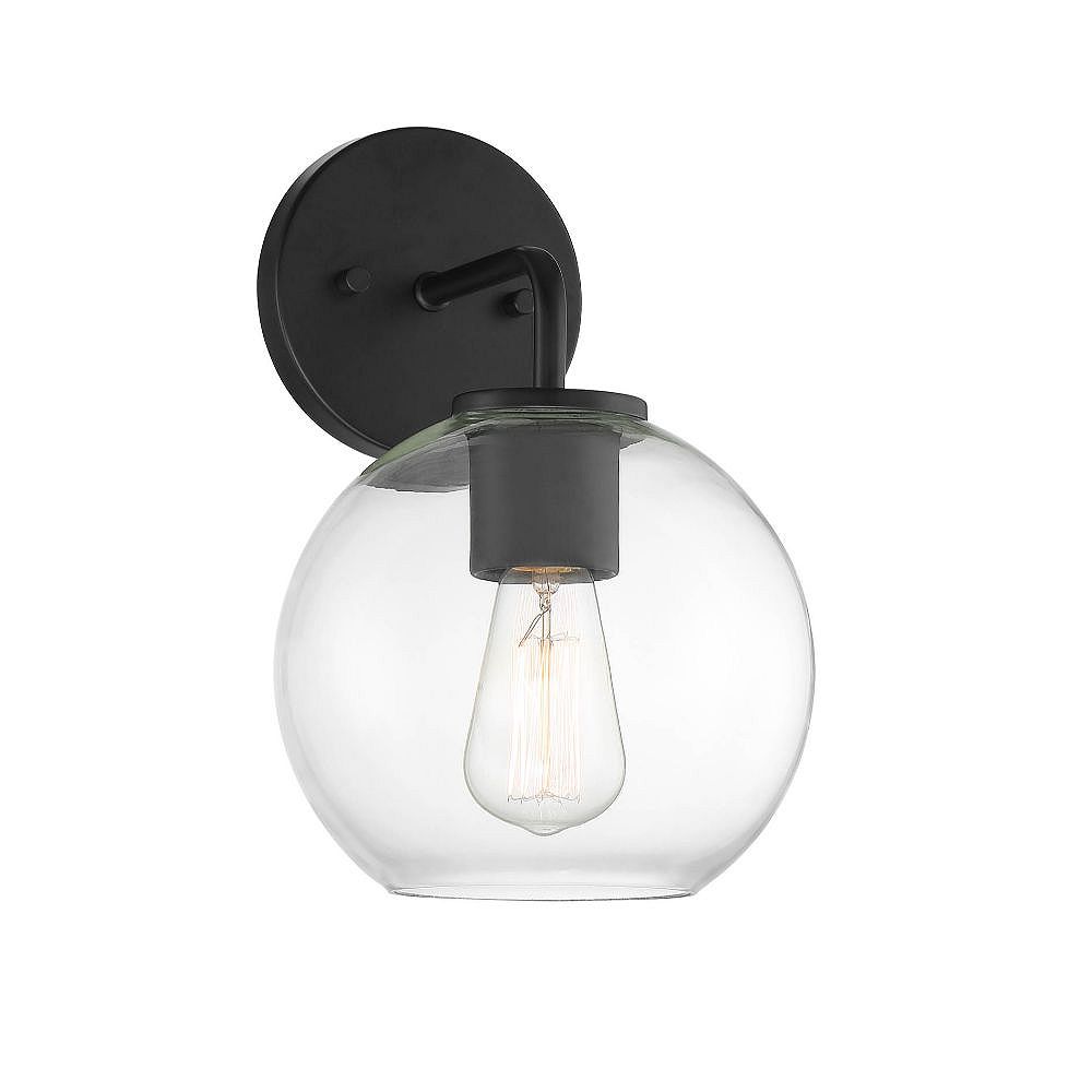 Filament Design 1Light Matte Black Exterior Wall Sconce with Clear