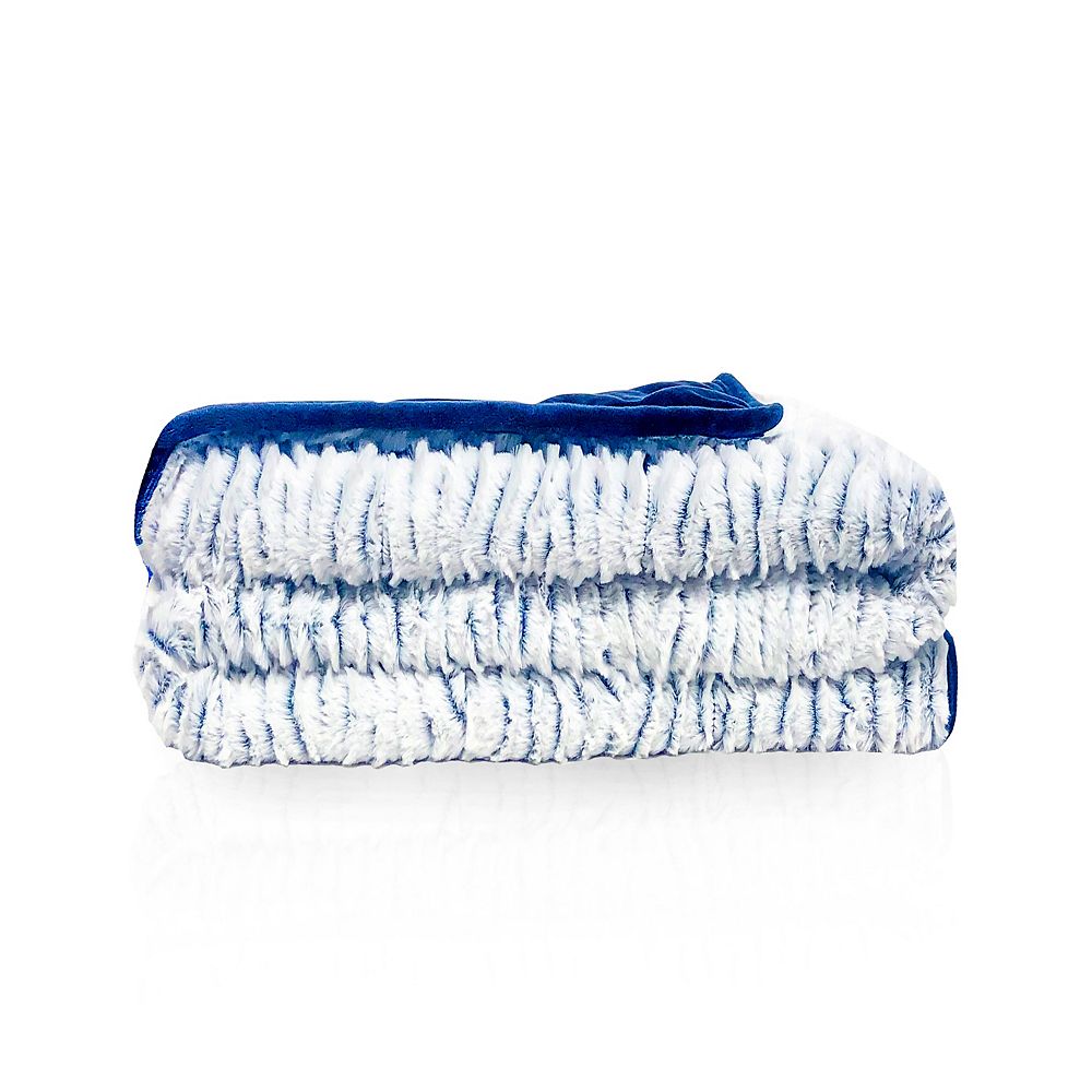 Dream Theory Faux Fur Reversible to Mink Weighted Throw 10 lbs Navy The Home Depot Canada