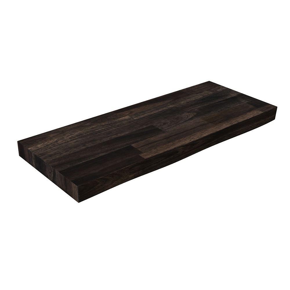 INTERBUILD 24x10x1.5 Inch Acacia Live Edge Floating Shelf, Espresso
