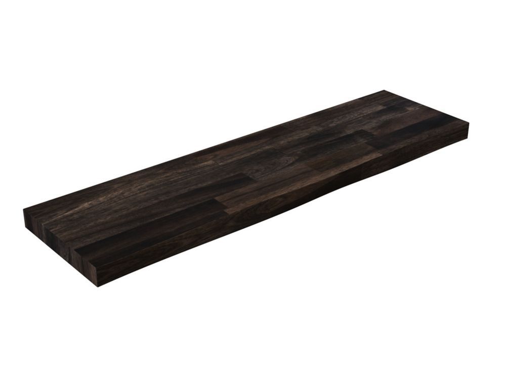 INTERBUILD 36x10x1.5 Inch Acacia Live Edge Floating Shelf, Espresso