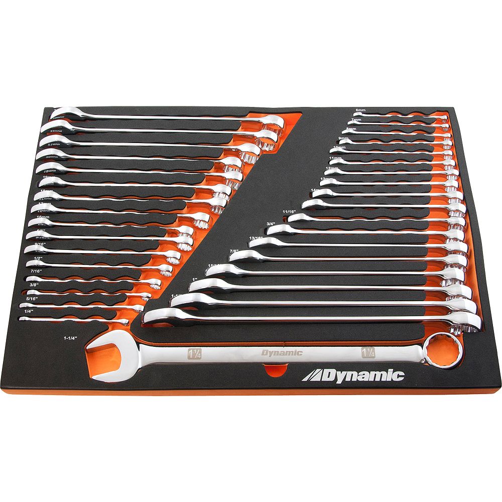 DYNAMIC TOOLS 36 Piece SAE & Metric Chrome Combination Wrench Set With