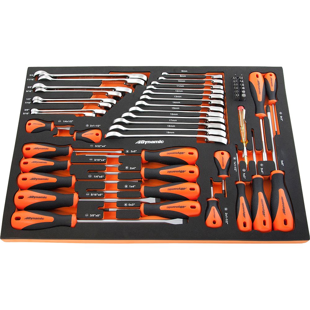 DYNAMIC TOOLS 41 Piece Screwdriver & Ratcheting Wrench Set With Foam Tool Organizer The Home